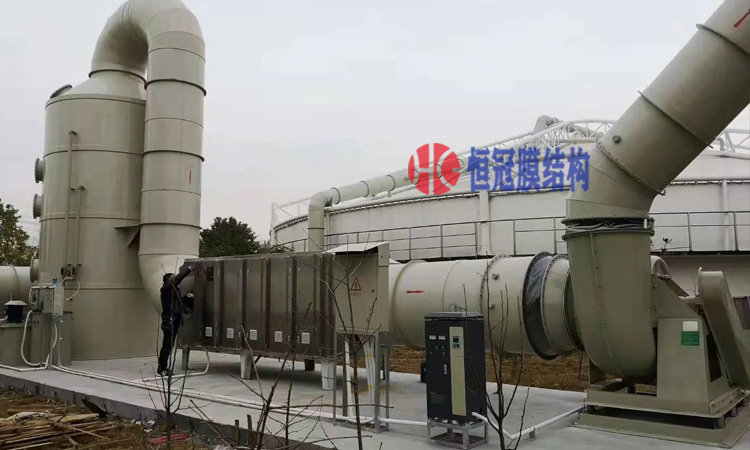 河北某污水厂加盖反吊膜密封与废气治理